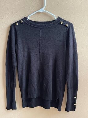 Primark Black Crewneck Sweater with Gold Button Detail